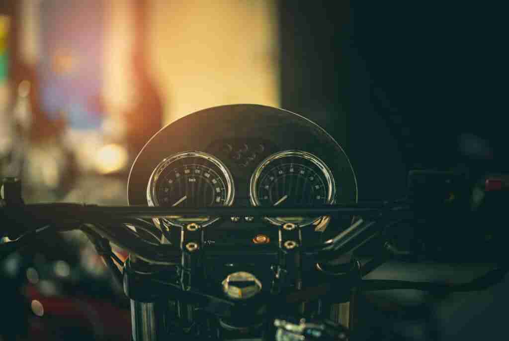 Black Screen Display Of Motorcycle Miles. Vintage Style Motorcyc