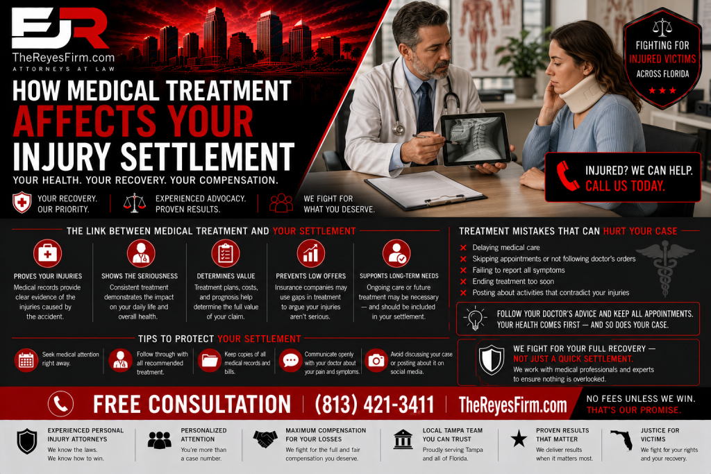 Law firm medical treatment settlement infographic