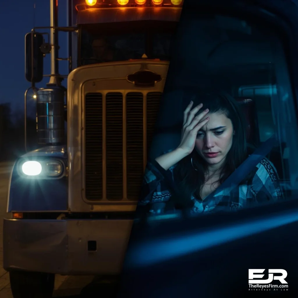 Driver feeling overwhelmed after a crash, representing mental and emotional trauma after a Florida semi-truck accident in Tampa.