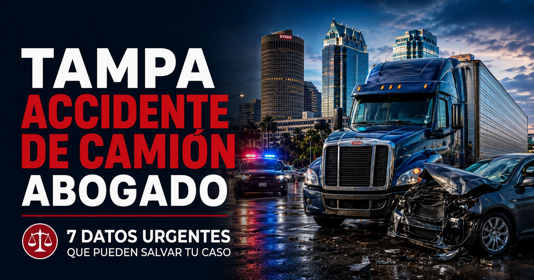 Abogado de accidentes de camiones en Tampa para víctimas de choques con semirremolques y vehículos comerciales.